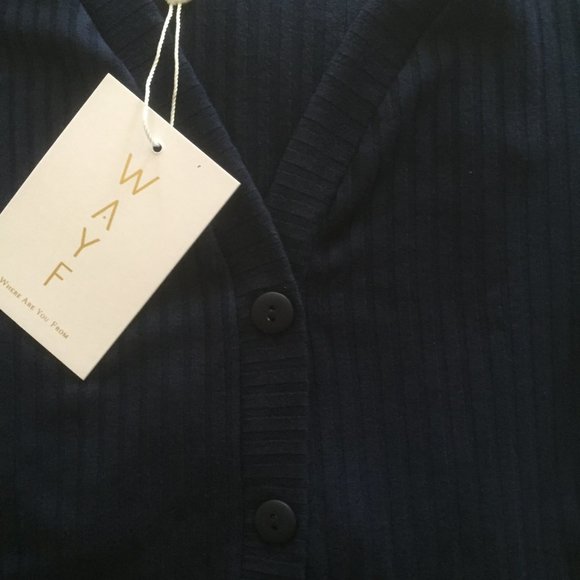 WAYF Blue Deep V-Neck BodyCon Long Sleeve Dress S - Picture 10 of 11